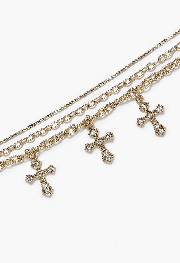 Hana Rhinestone Chain Anklet Clear/Gold