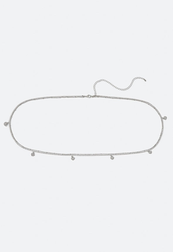 Thea Rhinestone Heart Belly Chain Clear/Silver