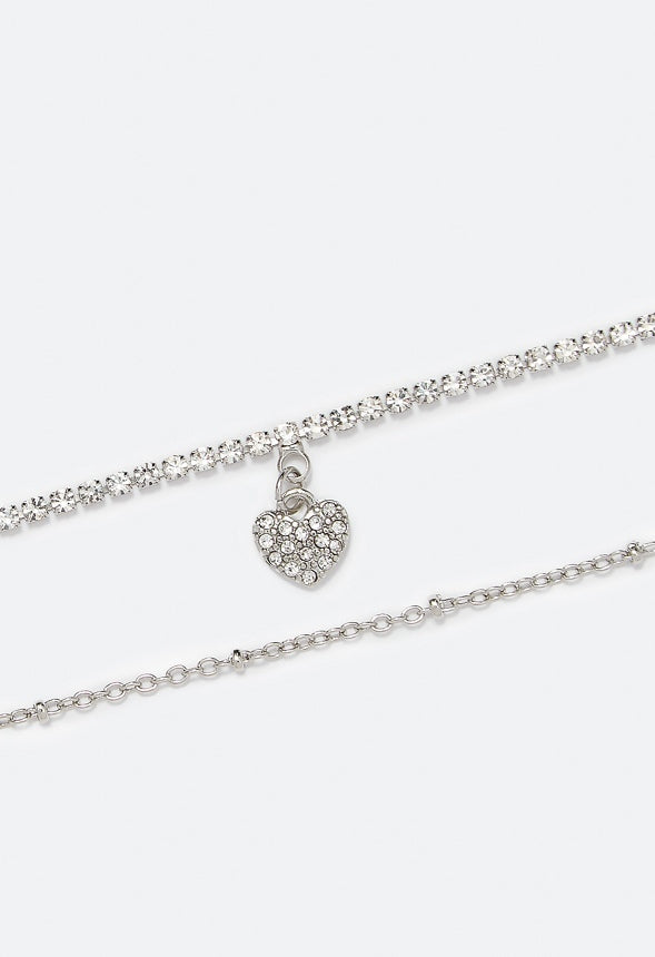 Thea Rhinestone Heart Belly Chain Clear/Silver