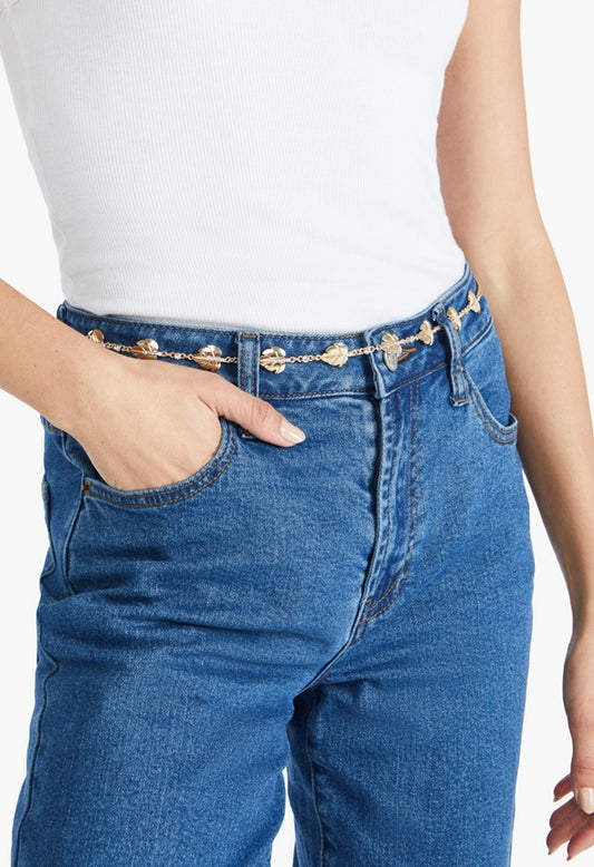 Elle Leaf Motif Belt  Gold