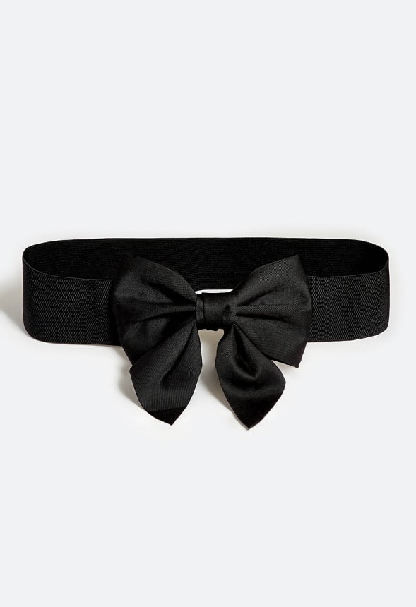 Fay Elastic Waist Belt With Statement Fabric Bow Black