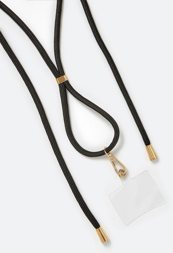 Dana Black Cross Body Phone Lanyard Black/ Gold
