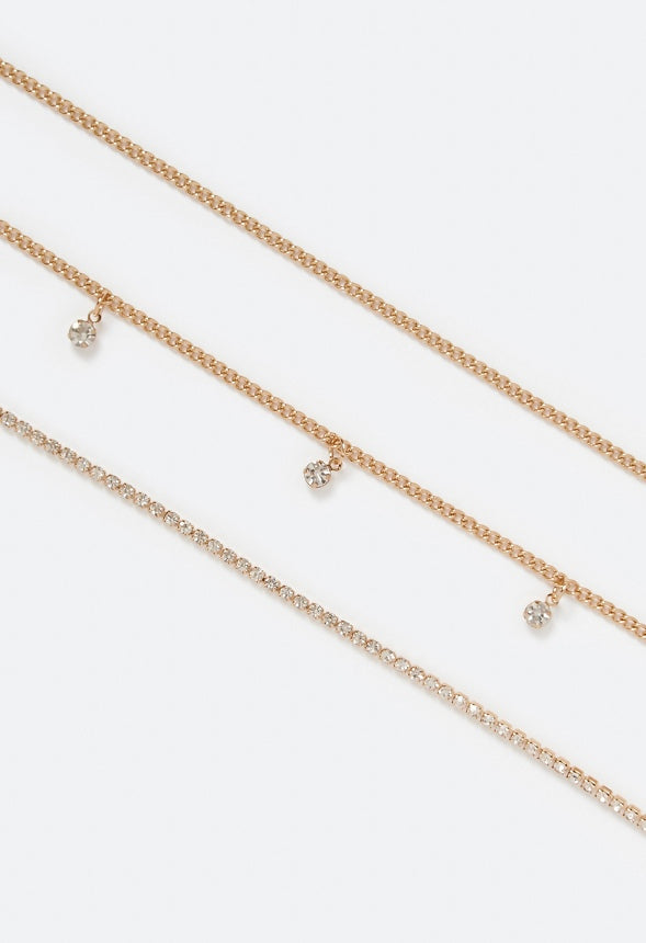 3-Rows Gio Mix Cupchain Belly Chain Crystal/ Gold