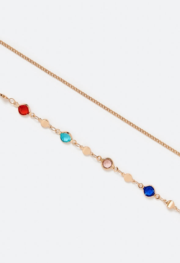 Jen Multi Colors Halo Glass Beads Belly Chain Multi/ Gold