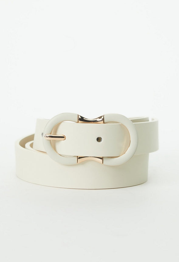 ENAMEL BUCKLE BELT Birch White