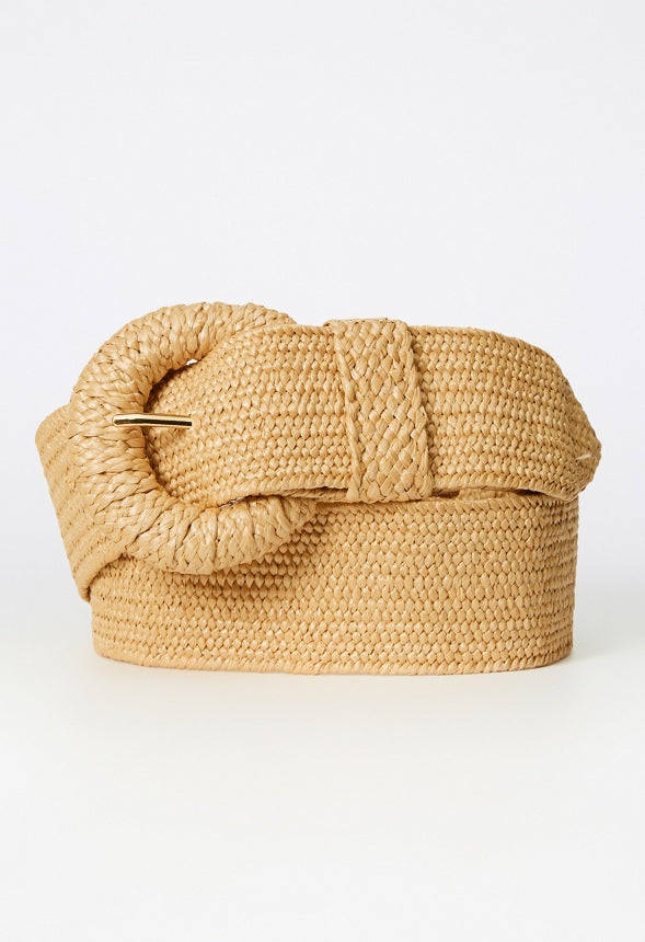 Raffia Woven Belt Natural
