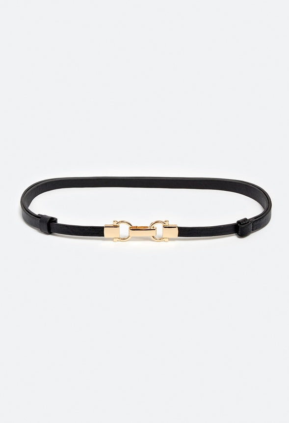 Kenia Slim Belt With Horse Bit Buckle Detail Black