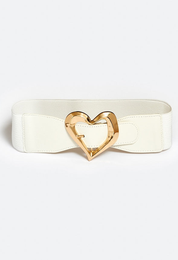 Edna Organic Heart Buckle Jeans Belt White/ Gold