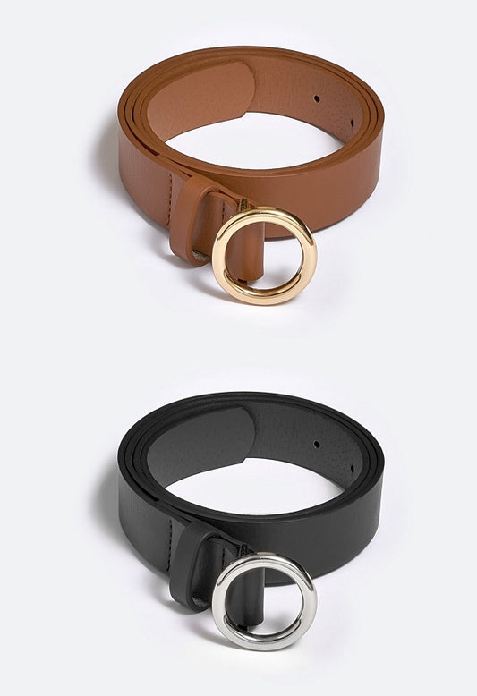 2-Pack Anais Belt With Metal Ring Buckle Tan/ Black