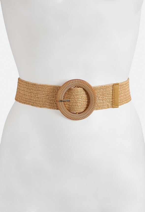 Lena Raffia Belt With Oval Buckle Natural
