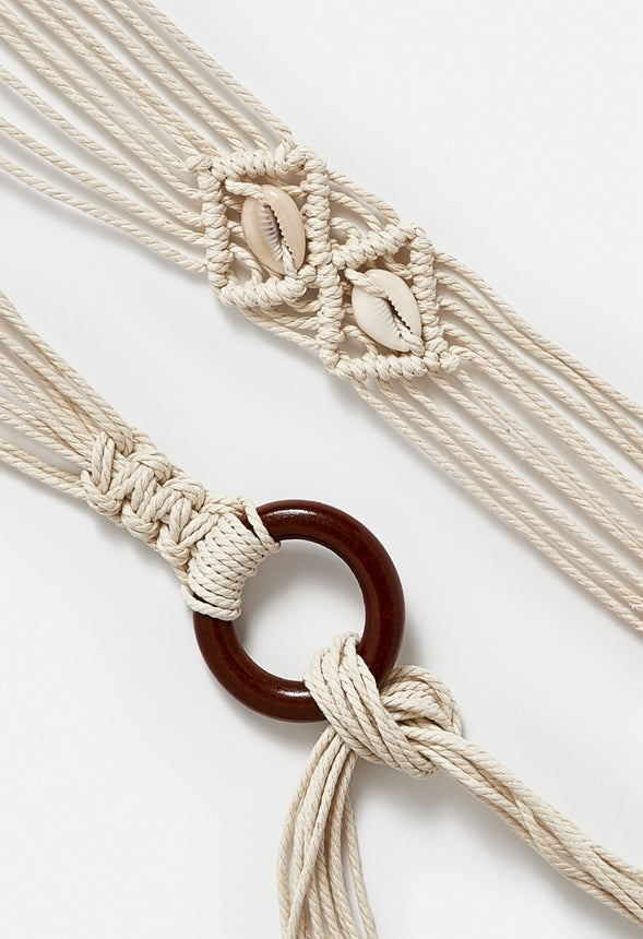 Lily Woven Makrami Belt Cream