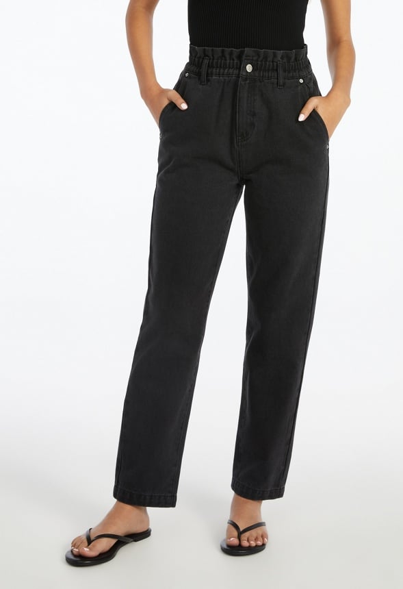 Davi High-Waisted Paperbag Jeans Mascara