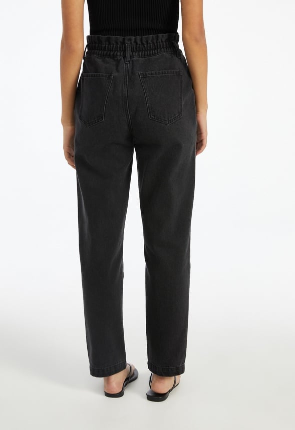Davi High-Waisted Paperbag Jeans Mascara