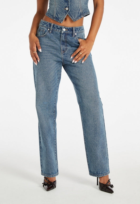 Ash Mid Rise Wide Leg Slouch Boyfriend Jeans Effect