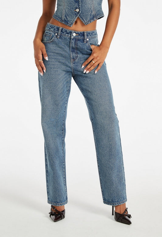 Ash Mid Rise Wide Leg Slouch Boyfriend Jeans Effect