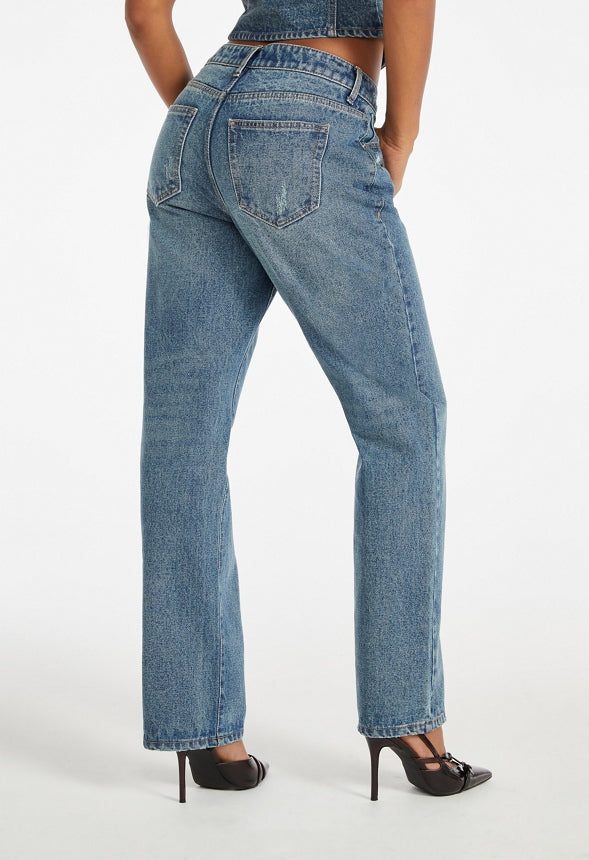 Ash Mid Rise Wide Leg Slouch Boyfriend Jeans Effect