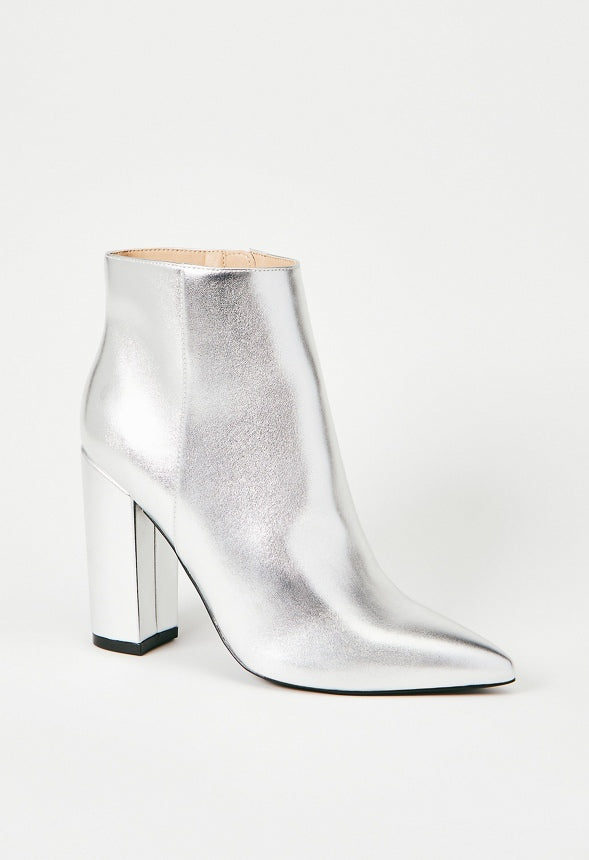 Rosamund Block Heeled Bootie Silver