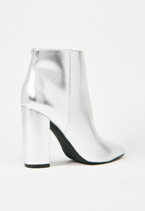 Rosamund Block Heeled Bootie Silver