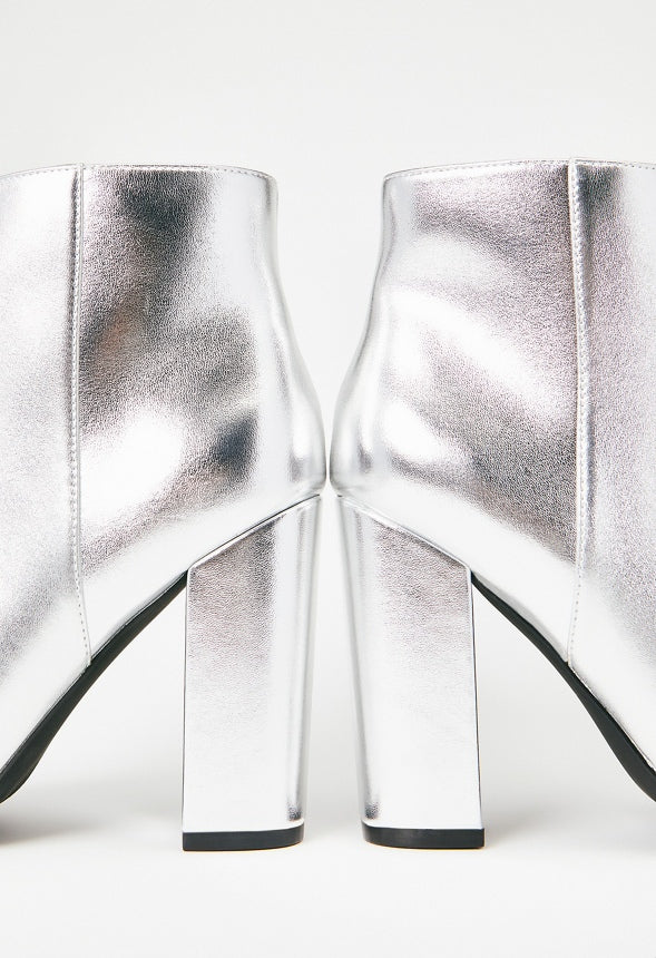 Rosamund Block Heeled Bootie Silver