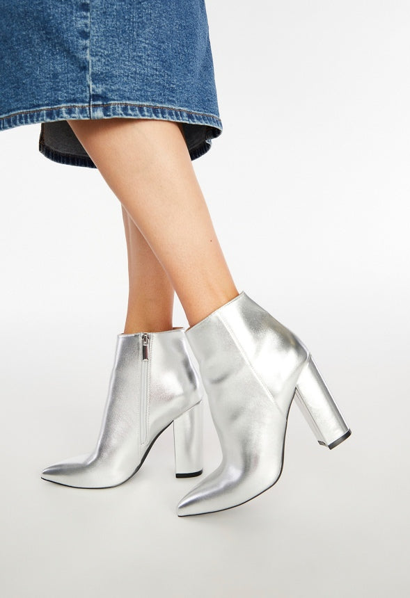 Rosamund Block Heeled Bootie Silver