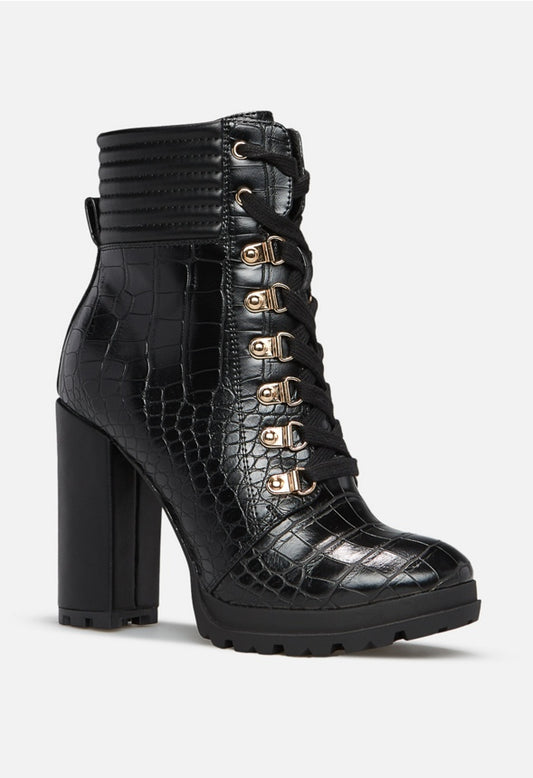 SHANDEE LACE UP BOOTIE Black