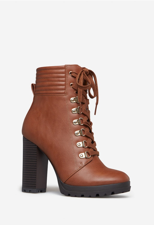 SHANDEE LACE UP BOOTIE Leather Brown