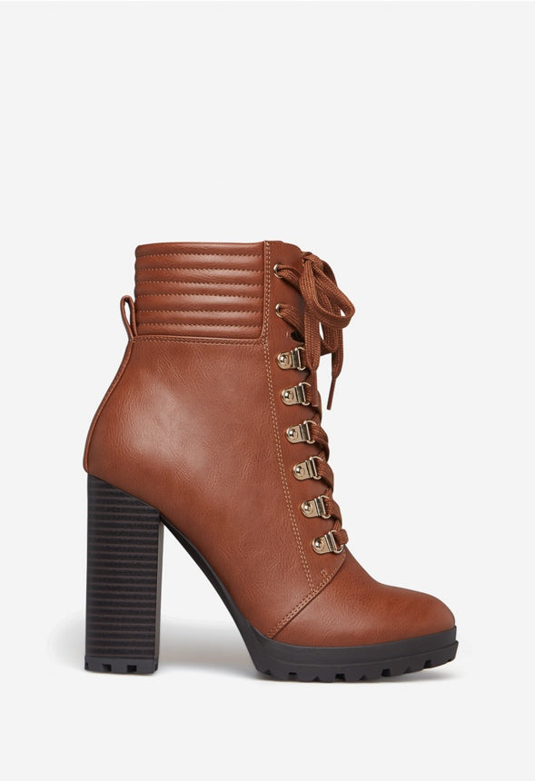 SHANDEE LACE UP BOOTIE Leather Brown
