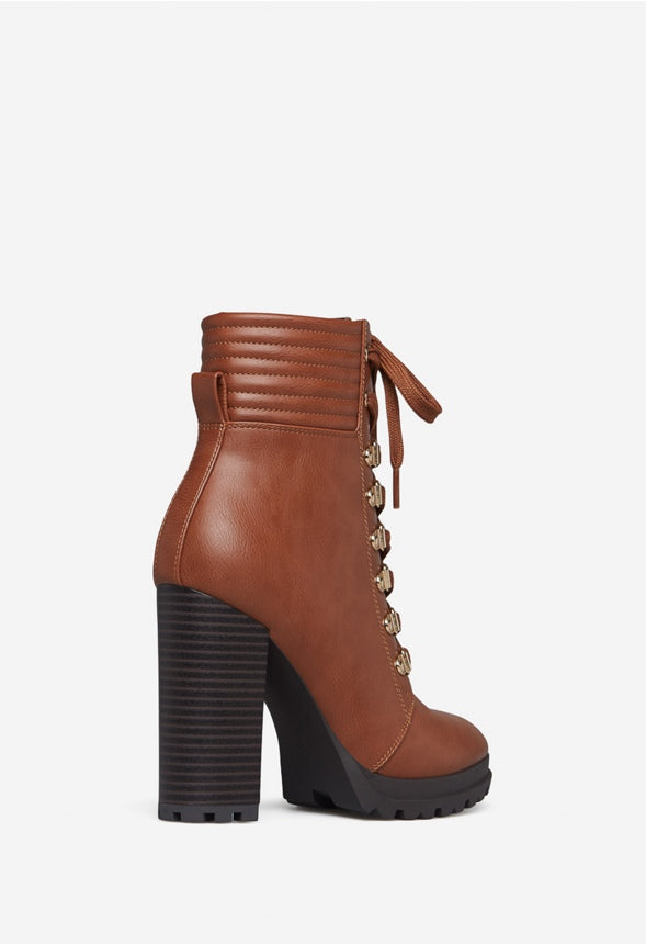 SHANDEE LACE UP BOOTIE Leather Brown