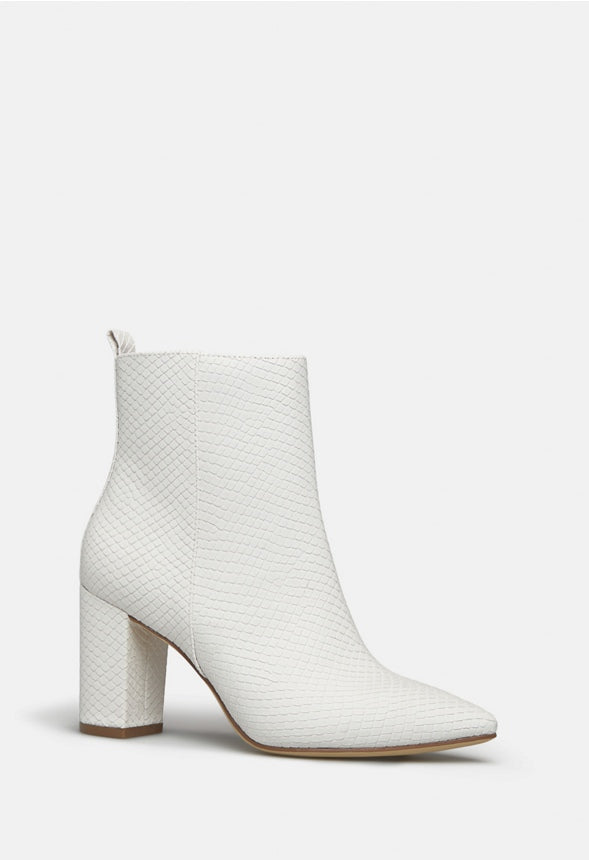 OLYVIA BLOCK HEEL BOOTIE White