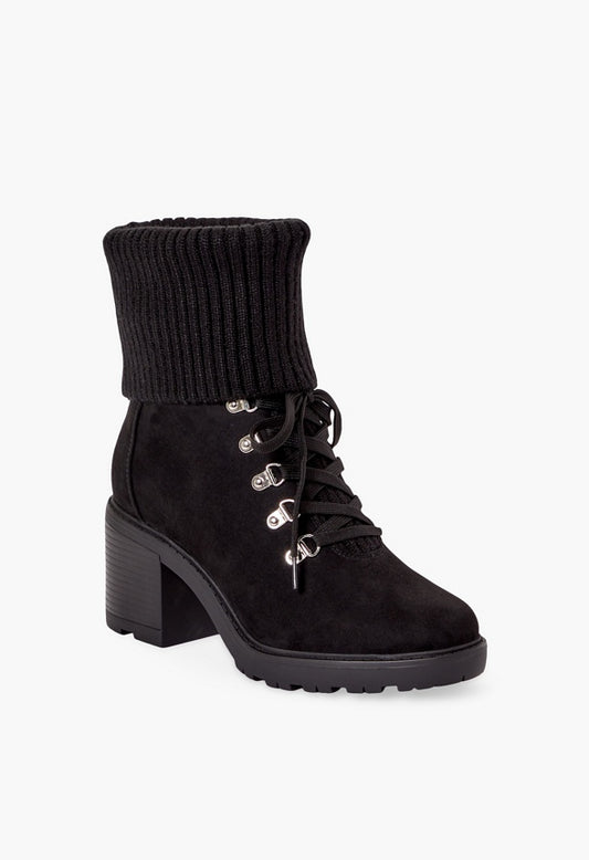 Camber Fold-Over Lace-Up Bootie Black