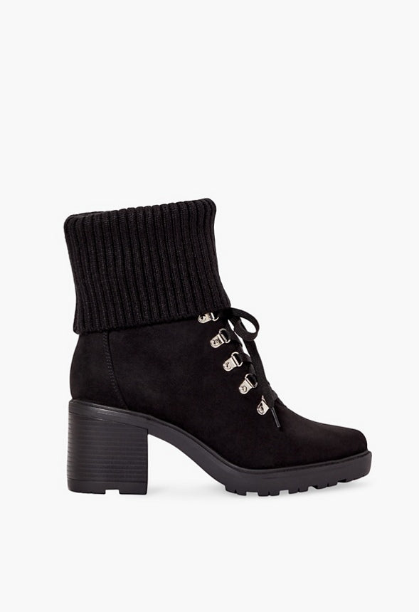 Camber Fold-Over Lace-Up Bootie Black