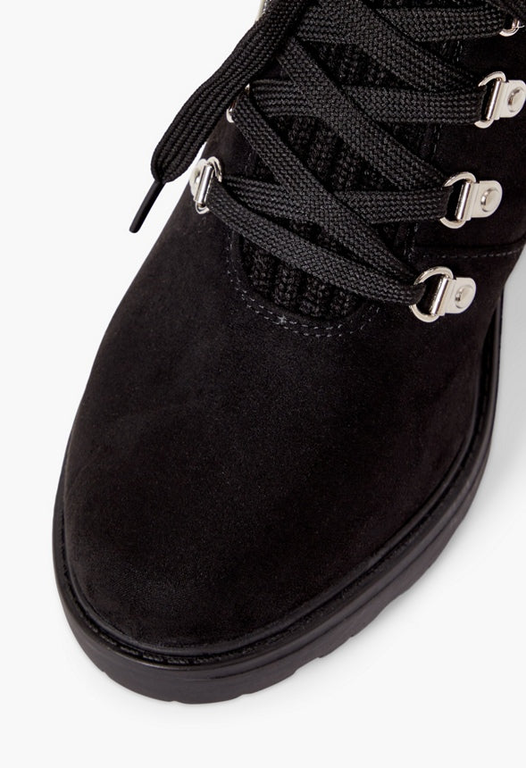 Camber Fold-Over Lace-Up Bootie Black