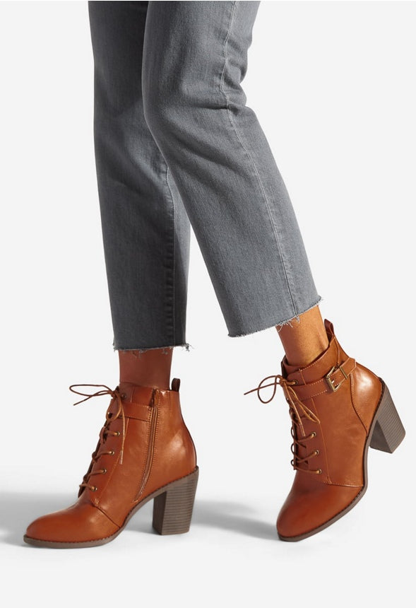 DILLY BLOCK HEEL BOOTIE Leather Brown