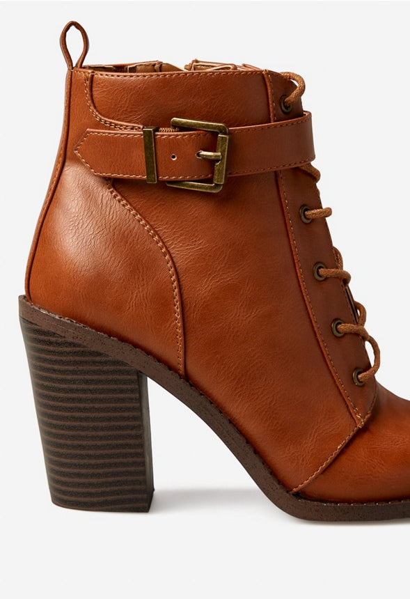 DILLY BLOCK HEEL BOOTIE Leather Brown