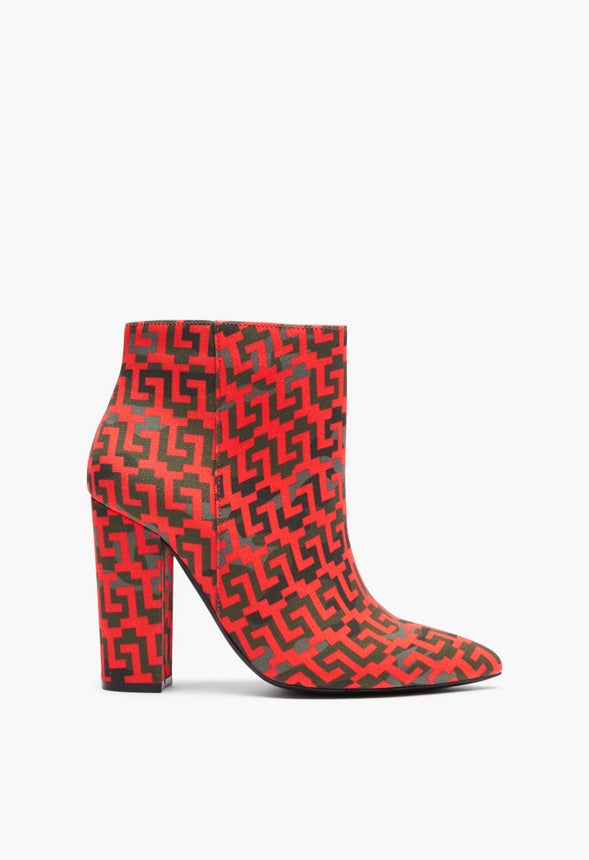 MINDA BLOCK HEEL BOOTIE Red Logo