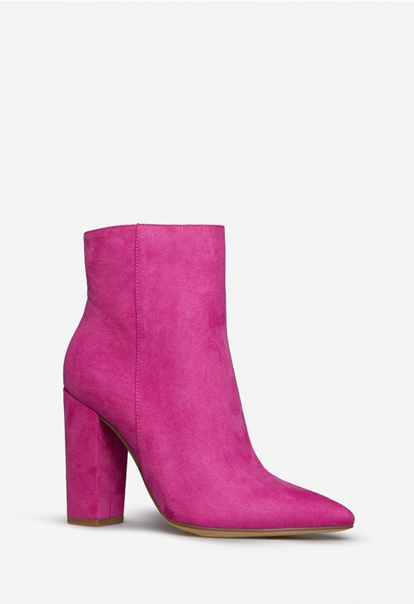 MINDA BLOCK-HEEL BOOTIE Fuschia Red