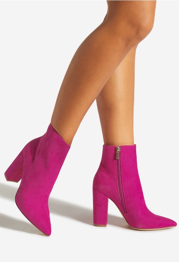 MINDA BLOCK-HEEL BOOTIE Fuschia Red