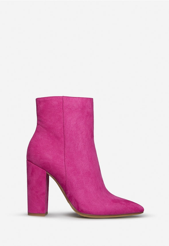 MINDA BLOCK-HEEL BOOTIE Fuschia Red