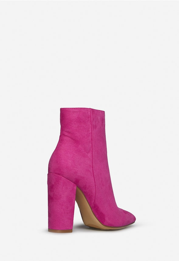 MINDA BLOCK-HEEL BOOTIE Fuschia Red