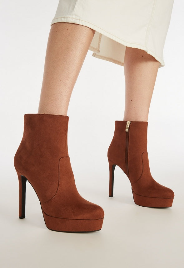 NATASHIA PLATFORM BOOTIE Leather Brown