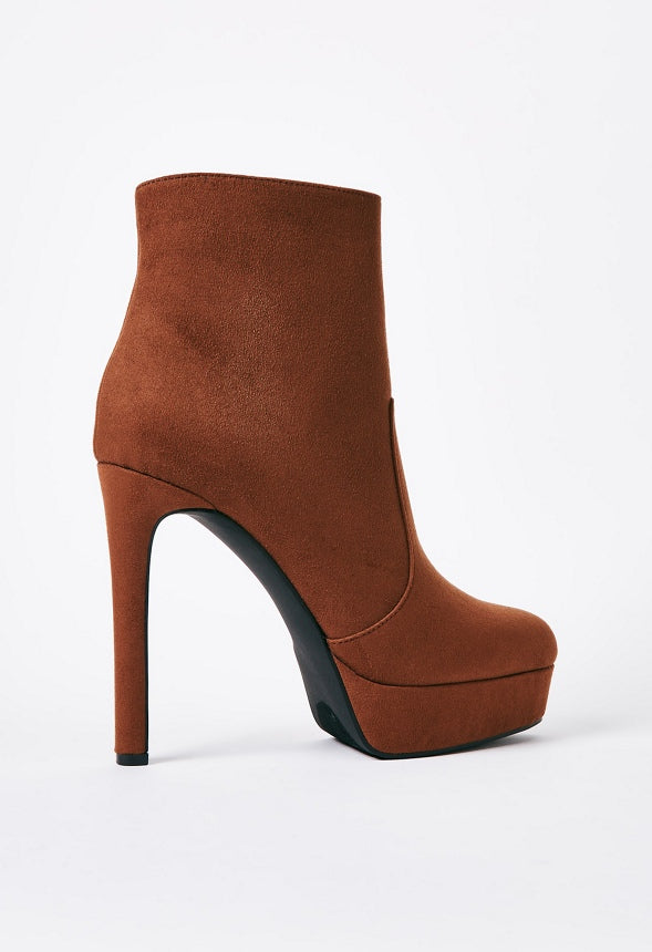 NATASHIA PLATFORM BOOTIE Leather Brown