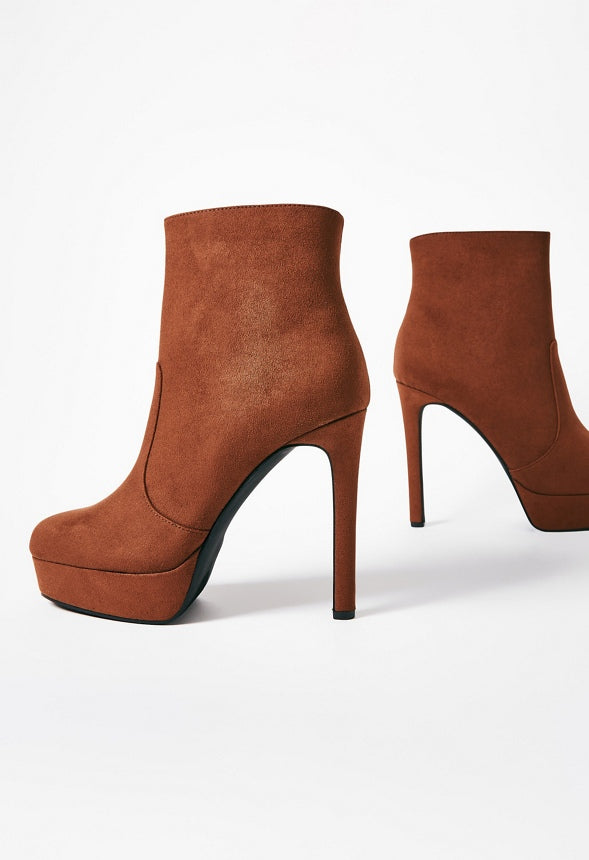 NATASHIA PLATFORM BOOTIE Leather Brown