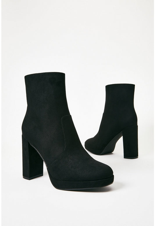 Ilsa Platform Heeled Bootie Black Caviar