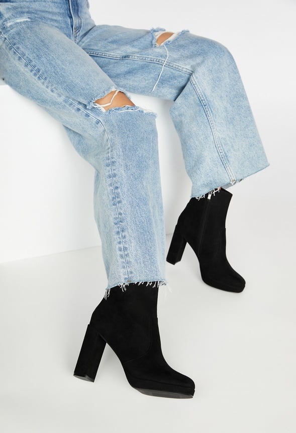 Ilsa Platform Heeled Bootie Black Caviar