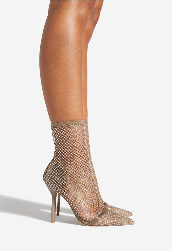 COIRA POINTED-TOE BOOTIE Champagne