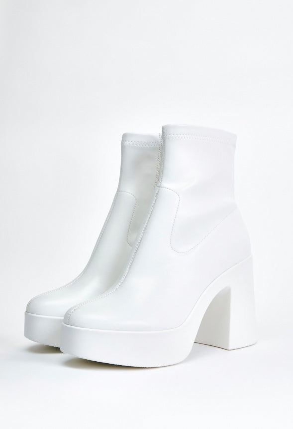 Pegah Block Heel Bootie Bright White