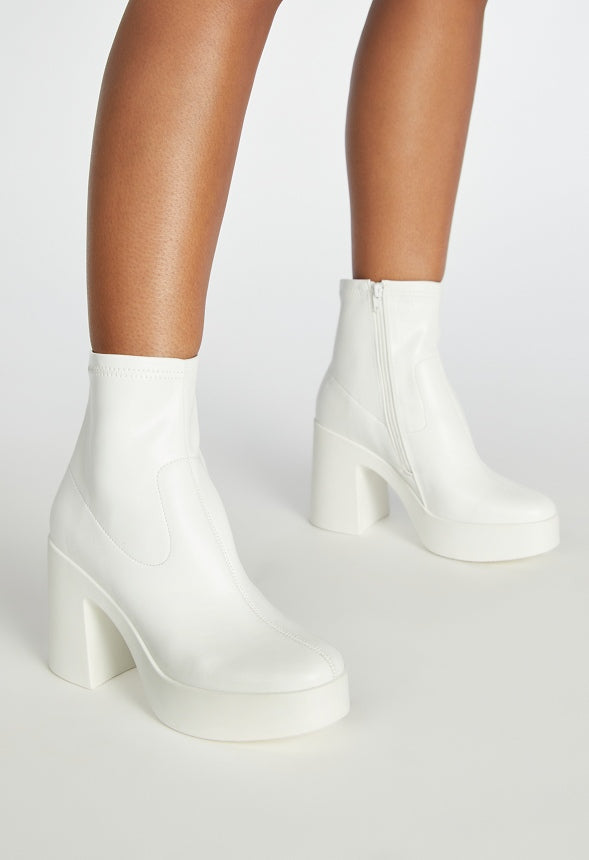 Pegah Block Heel Bootie Bright White