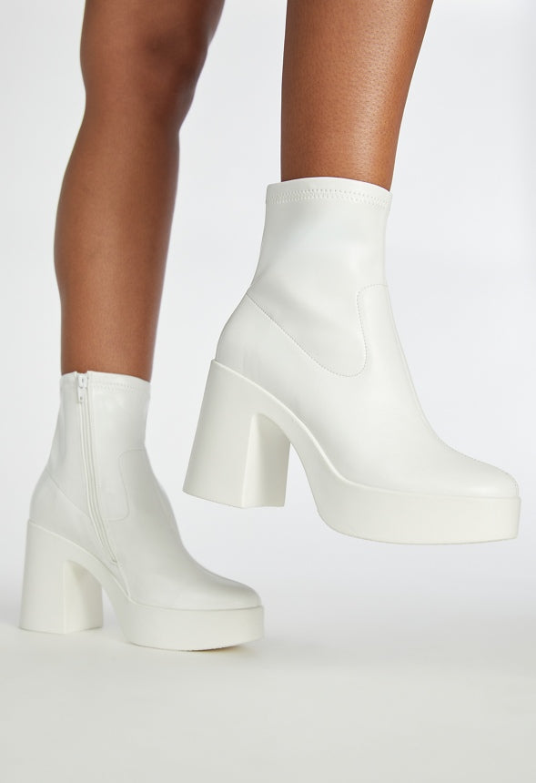 Pegah Block Heel Bootie Bright White