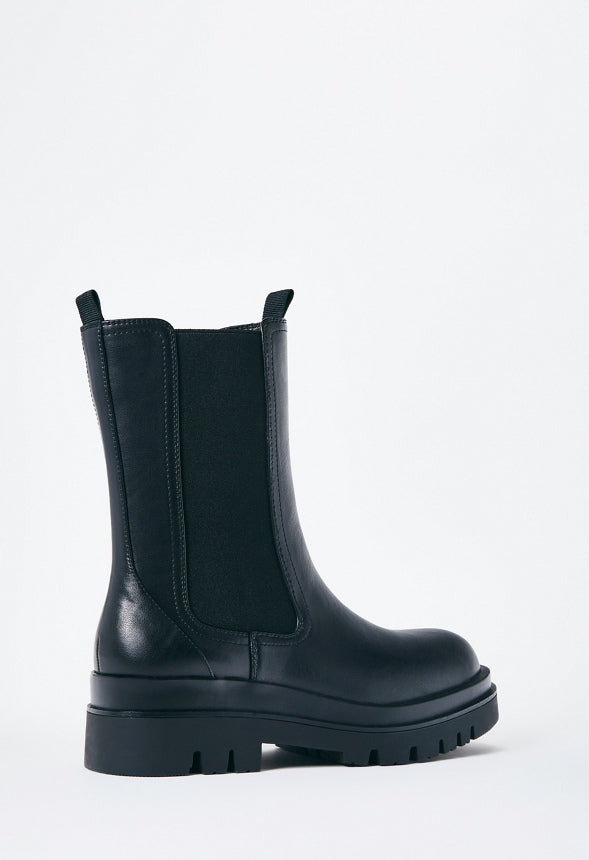 Candide Platform Lug Sole Bootie Black Caviar