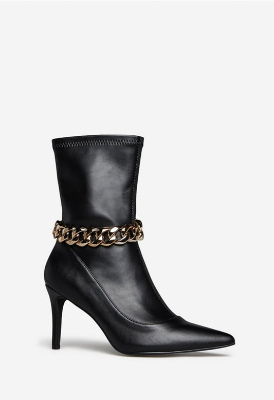 AYSON POINTED-TOE BOOTIE Black Caviar